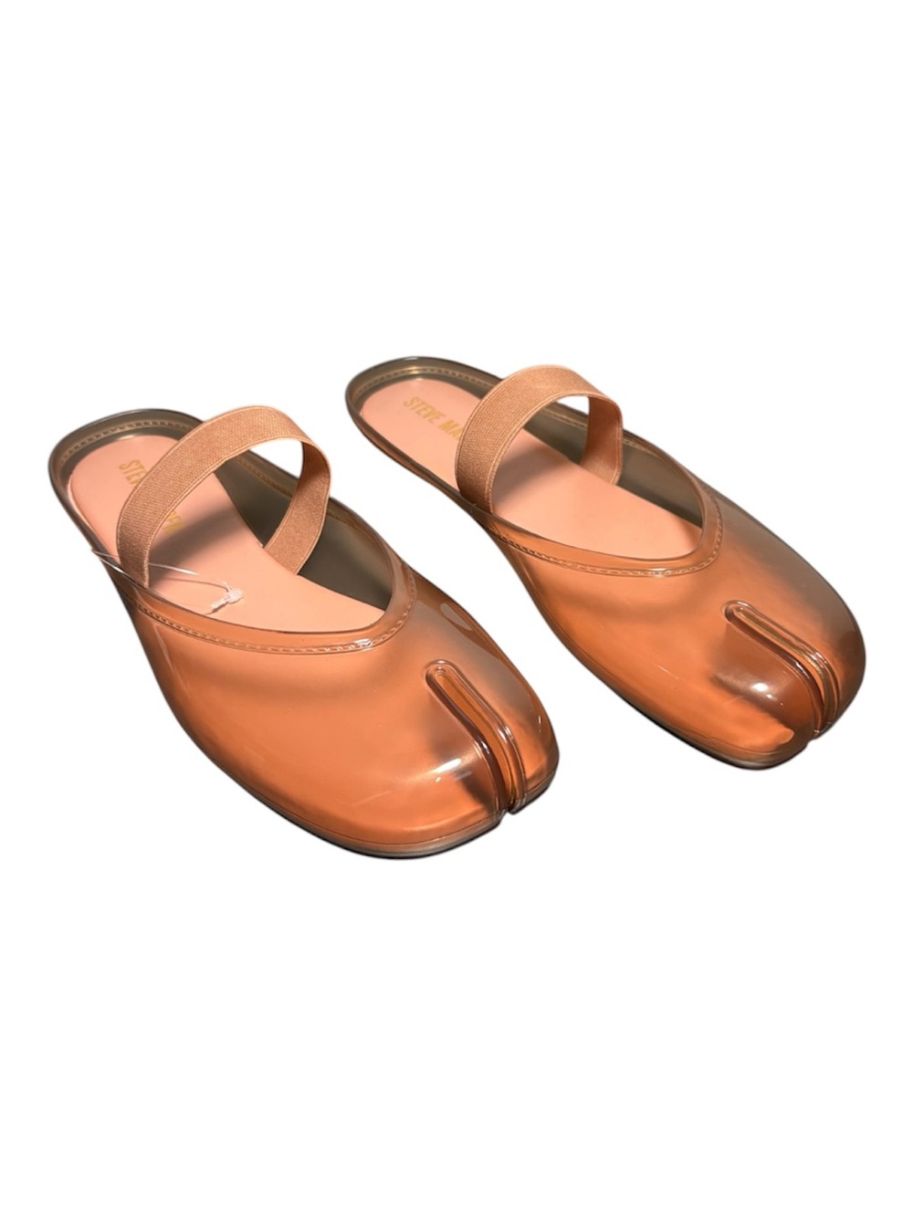 STEVE MADDEN Cova Blush Split-Toe Mules in Translucent Tan